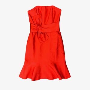 Kate Spade Dress Women 00 Poppy Justina Strapless Bow Satin Lined Back Zip *READ